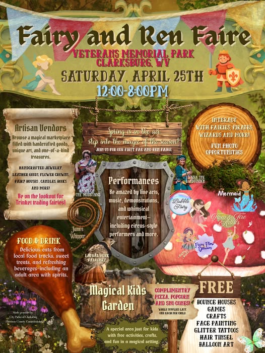 Fairy and Ren Faire kicks off Saturday, April 25th at Clarksburg City Parks!
